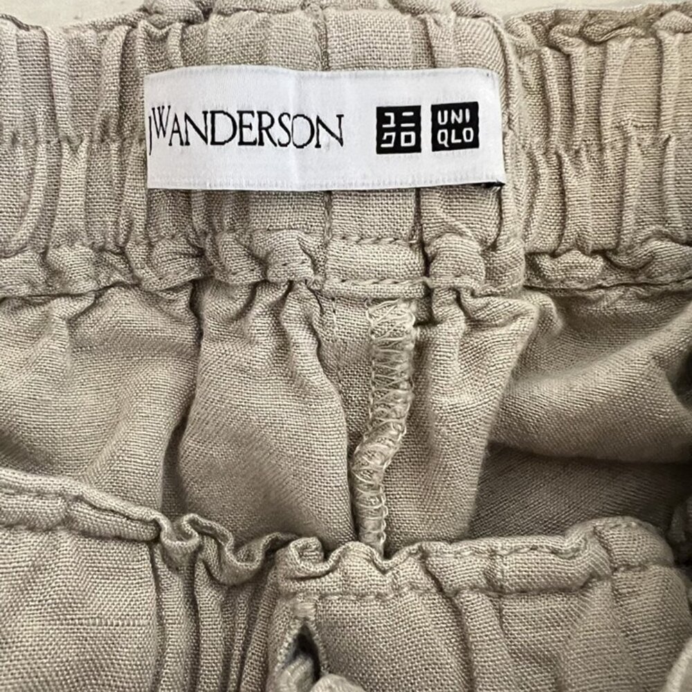 Uniqlo JW Anderson Womens XS Tan Pleated Drawstring Linen Rayon Paperbag Shorts‎ - Picture 6 of 7